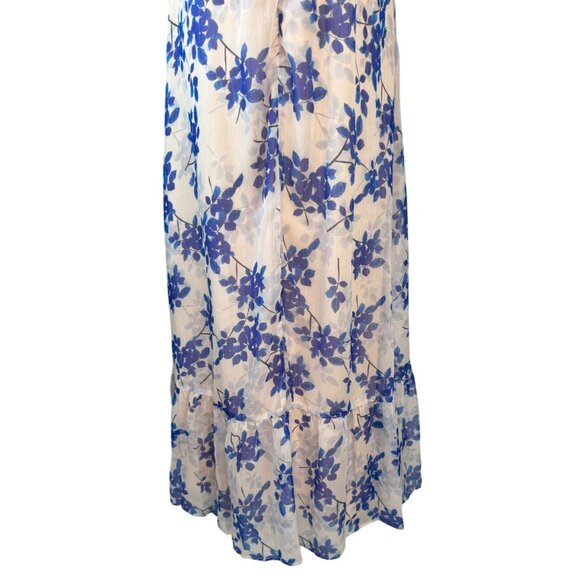 NWT ASTR The Label Medium Blush Peach/Pink Cobalt Floral Midi Dress Lightweight - Picture 12 of 16